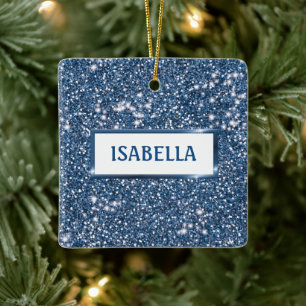 Faux-Blau-Glitter-Textur-Look mit individuellem Na Keramikornament