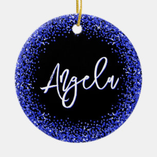 Faux bleu royal pailleté Ornement de Noël photo no