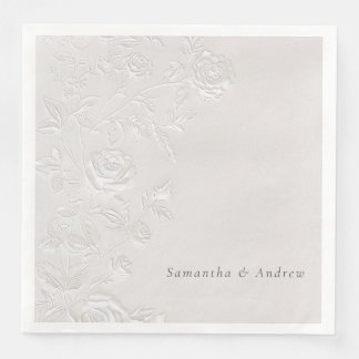 Faux Blind Embossed Arch Wedding Napkins Elegant  Serviette