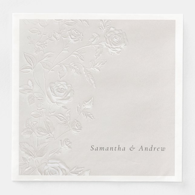 Faux Blind Embossed Arch Wedding Napkins Elegant  Serviette (Vorderseite)