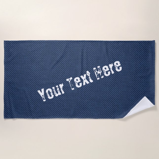 Faux Blue Jeans Beach Serviette Votre texte person (Devant)