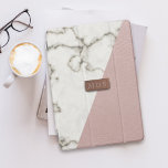 Faux Blush Pink Leather Marble iPad Mini Hülle<br><div class="desc">Fabulously faux marble and blush pink leather effect with a rose gold metallic look plate for your initials. Please note this is a printed effect - no pink cows nor marbled critters were harmed in the making</div>