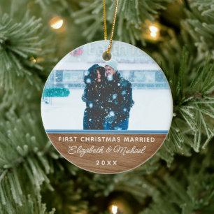 faux bois classique 1er noël ornement mariage