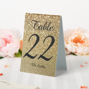 Faux Bokeh Gold Glitter Moderne Kalligrafie Tischaufsteller