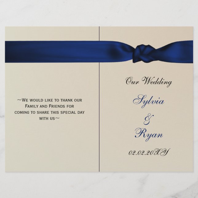 FAUX bow navy programmes de mariage bleu marine (Devant)