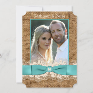 FAUX Burlap, Dentelle, Invitation à un mariage en