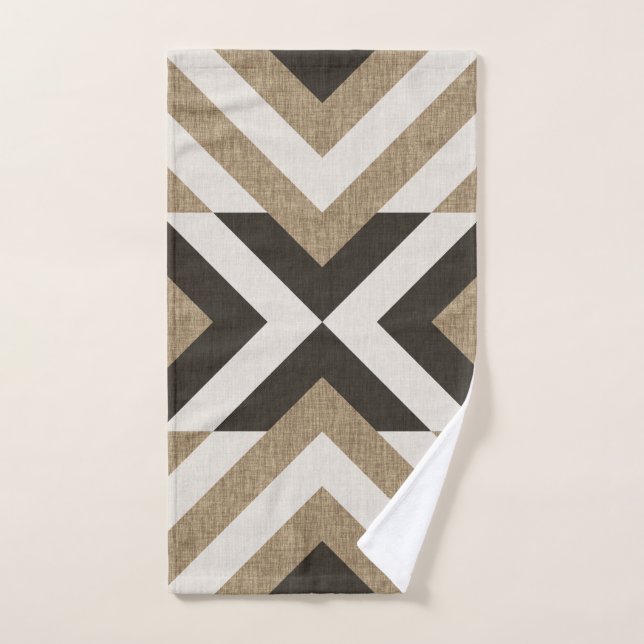 Faux Burlap géométrique tendance Conception Brown (Serviette à main)