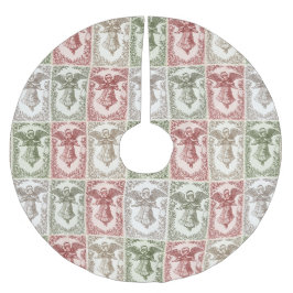 Faux burlap green Angel traditional Christmas Polyester Weihnachtsbaumdecke