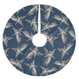 Faux burlap navy blue Angel traditional Christmas Polyester Weihnachtsbaumdecke