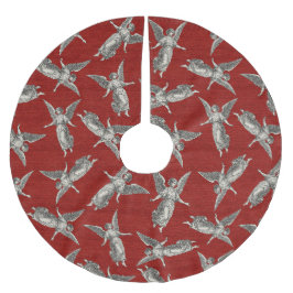 Faux burlap red Angel traditional Christmas Polyester Weihnachtsbaumdecke