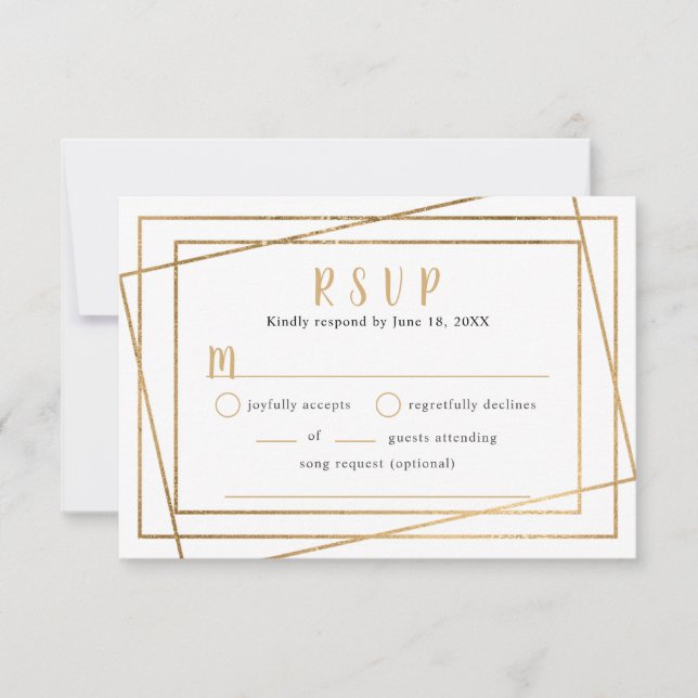 Faux cadre géométrique en or Mariage buffet RSVP (Devant)