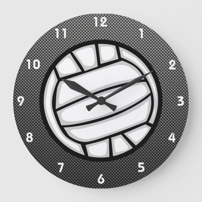 Faux Carbon Fiber Volleyball Große Wanduhr (Vorderseite)