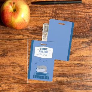 Faux Carnet Blue Student Hall Pass Badge