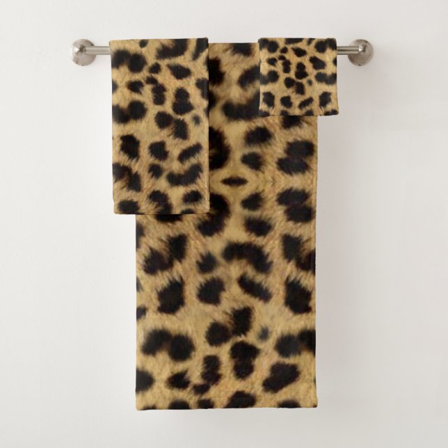 Faux Cheetah Animal Skin Badhandtuch Set (Insitu)