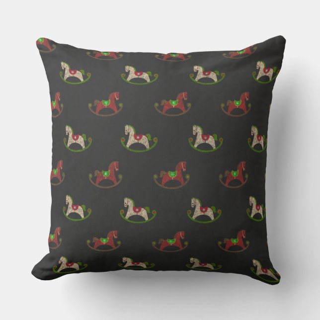 Faux Christmas chaulkboard cheval à cheval coussin (Recto)