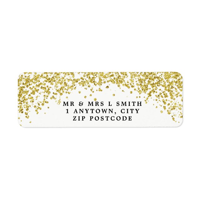 faux confetti d'or étiquettes d'adresse de retour (Devant)
