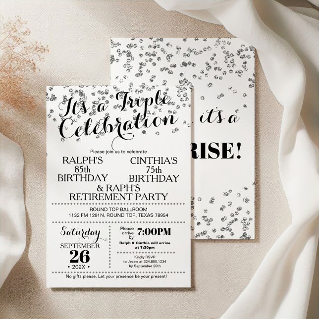 Faux Confettis Argent pour Invitation Triple Céléb (Créateur téléchargé)