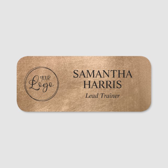 Faux Copper Gold Foil Your Logo Namensschild (Vorderseite)
