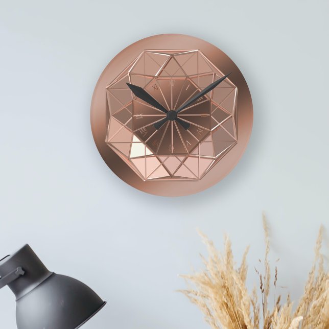 Faux Couleur Cuivre Octogone Horloge Mur Rond (Créateur téléchargé)