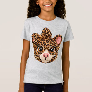 Faux-Crochet-Garn-Leopard mit Coquette-Schleife T-Shirt
