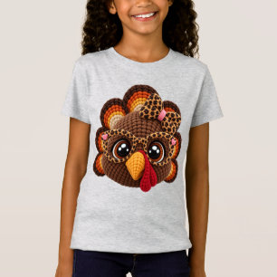 Faux-Crochet-Garn-Pute mit Leopard-Coquette   T-Shirt
