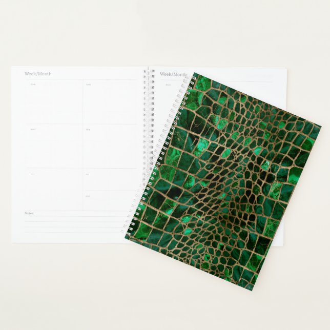 Faux Crocodile texture Malachite et or (Devant avec enveloppe)