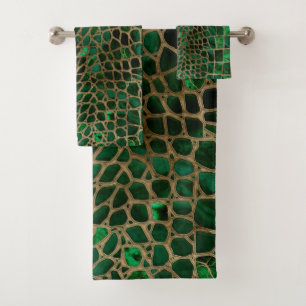 Faux Crocodile texture malachite et or