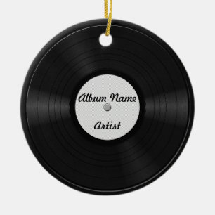 Faux disque vinyle personnalisé ornement céramique