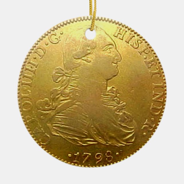 Faux Espagnol Doubloon or ornement de Noël (Devant)