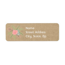 Faux étiquette de adresse fleuri burlap