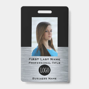 Faux Étiquettes de Nom d'Employé en Argent Badges