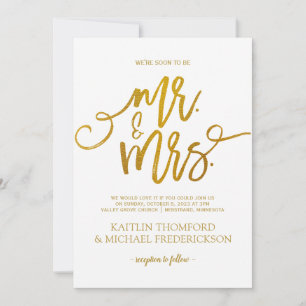 Faux faire-part de mariage en feuille d'or   Écrit