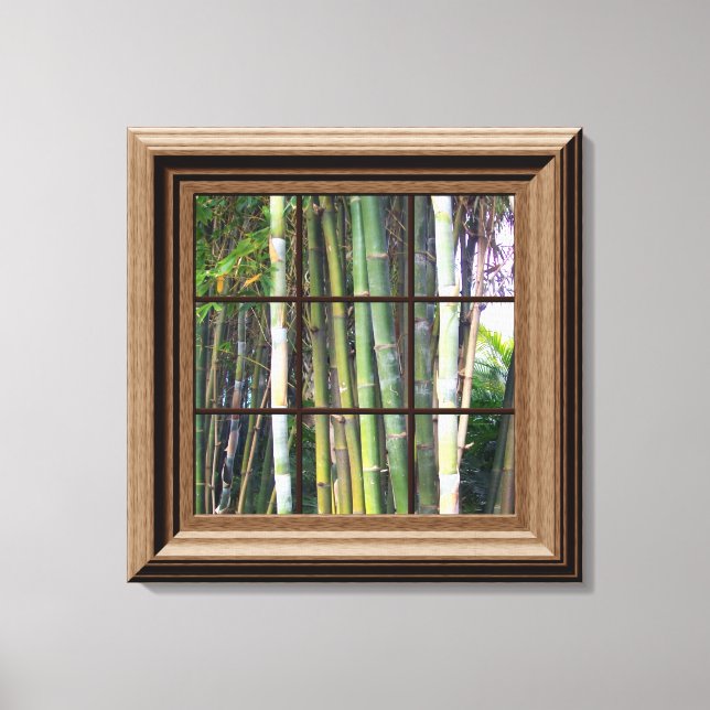 Faux Fenêtre Scène Bambou Vue Toile Mur Art (Recto)