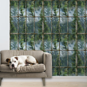 Faux-Fenster-Waldhintergrund Tapete