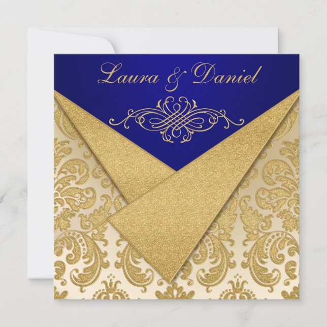 FAUX FLAPS Bleu, Invitation de réception Gold Dama (Devant)