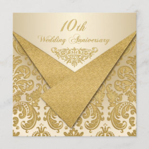 FAUX Flaps Damask Invitation 10e Anniversaire