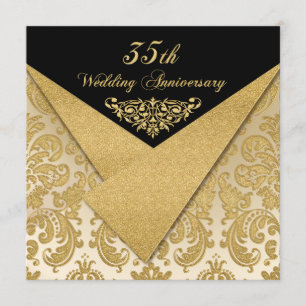 FAUX Flaps Damassé Invitation 35e Anniversaire
