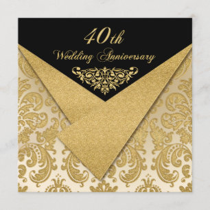 FAUX Flaps Damassé Invitation 40e Anniversaire