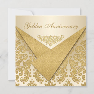 FAUX Flaps Damassé Invitation 50e Anniversaire