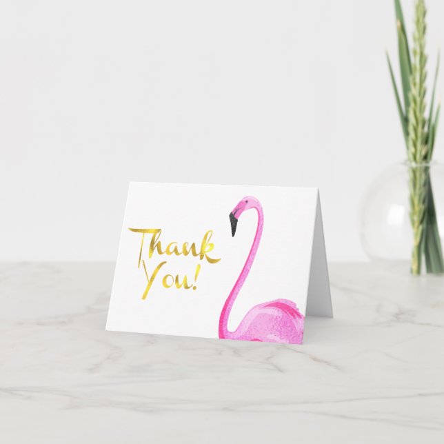 Faux Foil, Flamant rose, Cartes De Remerciements (Devant)