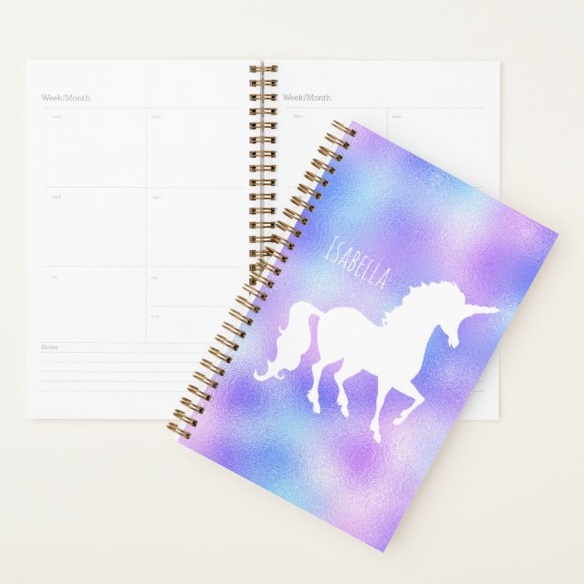 Faux Foil Personalisé Blanc Unicorne Silhouette (Devant avec enveloppe)