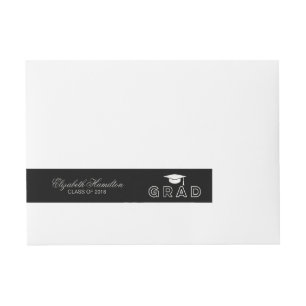 Faux-Folie Silber Absolventenhut Elegant Abschluss Rundum-Adressaufkleber