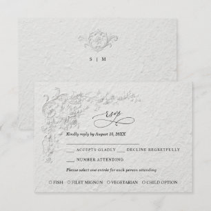 Faux geprägte Blumen-Hochzeit-RSVP-Karte RSVP Karte
