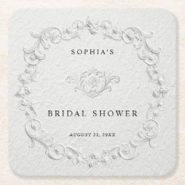 Faux geprägte florale Bridal Shower Quadratische P Rechteckiger Pappuntersetzer