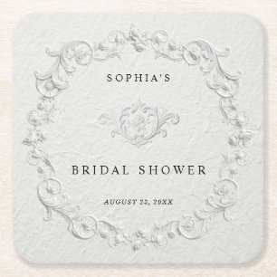 Faux geprägte florale Bridal Shower Quadratische P Rechteckiger Pappuntersetzer