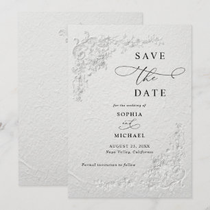 Faux geprägte florale Hochzeit Save the Date Einladung