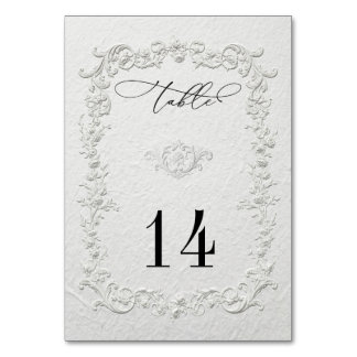 Faux geprägte florale Hochzeitstischnummern Tischnummer