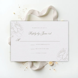 Faux geprägte Rosen Perlen Klassische Hochzeit RSVP Karte