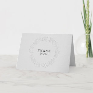 Faux geprägte weiße Rosen Hochzeit Dankeskarte