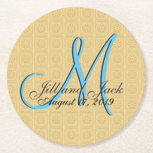 Faux geprägtes goldenes Monogramm 3D Runder Pappuntersetzer
